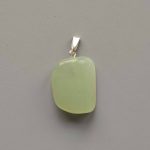 New Jade Free Form Tumble Pendant With Metal M004 18-25mm A