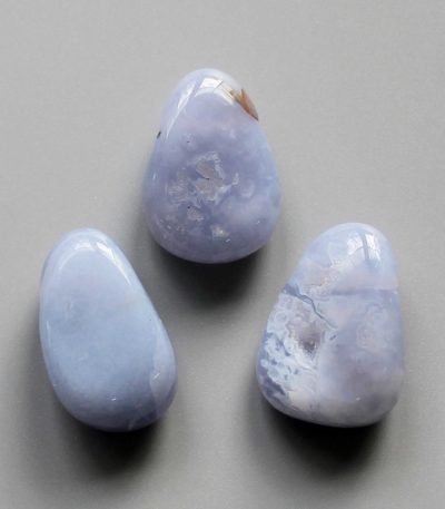 Blue Chalcedony Tumble Pendant With Cross Hole 2.5mm 0.8-1.2 inch (2.2-3cm) A