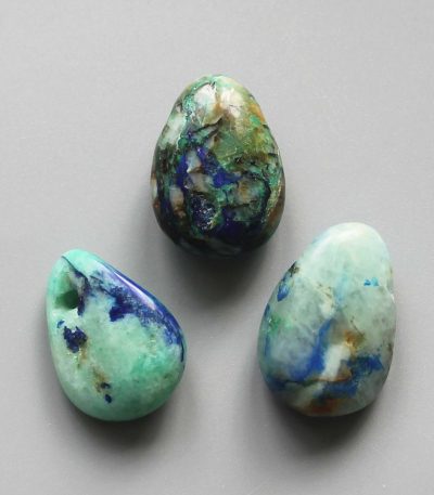 Azurite Malachite Ice Green Tumble Pendant With Cross Hole 2.5mm 0.8-1.2 inch (2.2-3cm) A