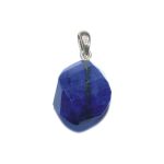 Lapis Lazuli Straight Faceted Pendant With Silver 15-20mm A+/AA