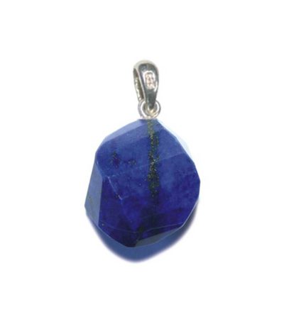 Lapis Lazuli Straight Faceted Pendant With Silver 15-20mm A+/AA