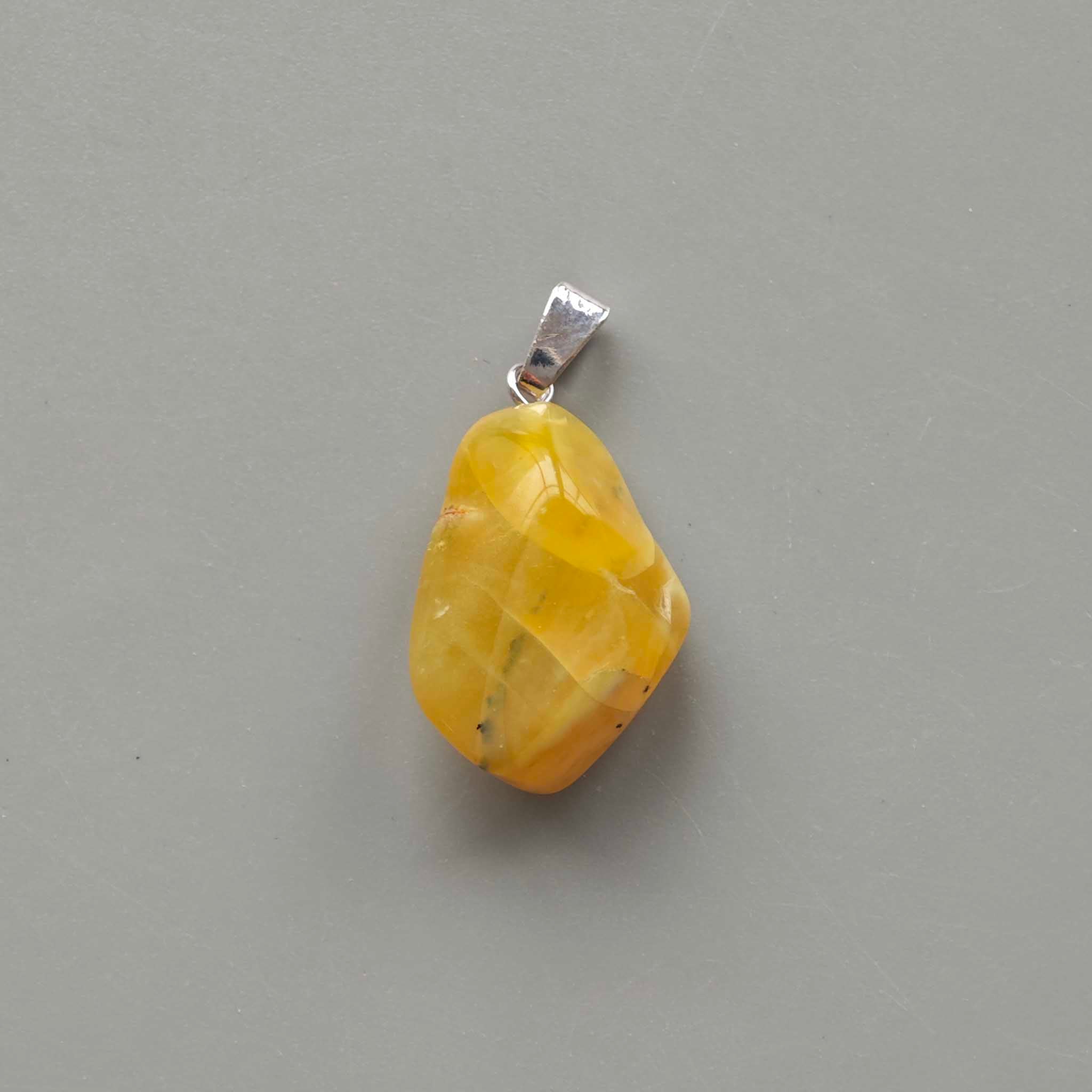 eb0742bfb646852a39da794fc6e6b3ca-1 Yellow Opal Free Form Tumble Pendant With Metal M004 18-25mm A