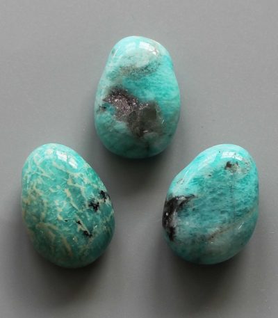Green Amazonite With Black Spot Tumble Pendant With Cross Hole 2.5mm 0.8-1.2 inch (2.2-3cm) A+