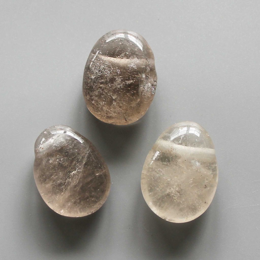 Smoky Quartz Tumble Pendant With Cross Hole 2.5mm 0.8-1.2 inch (2.2-3cm) A/B