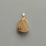 Gold Rutile Quartz Free Form Tumble Pendant With Metal M004 18-25mm A