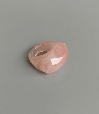 Rose Quartz Faceted Oval Ring 18x30x32mm A