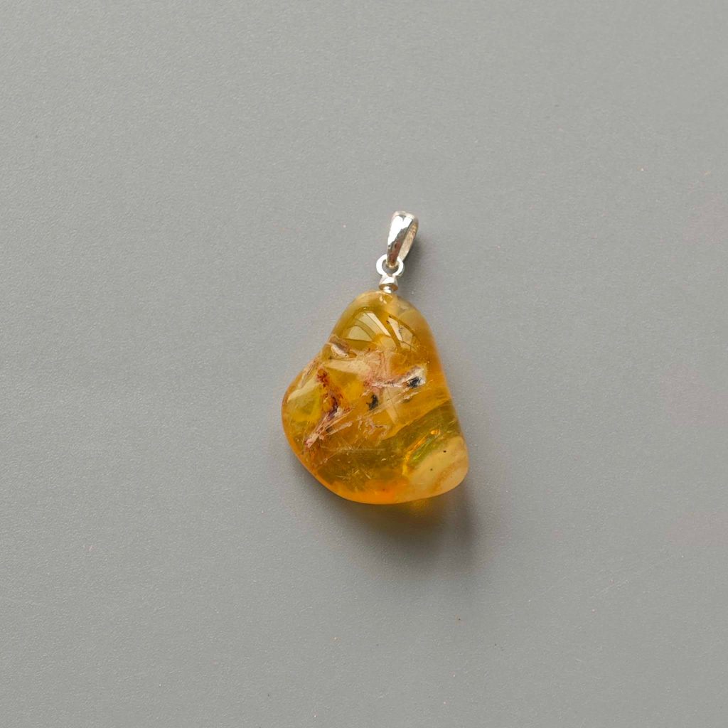 Yellow Opal Free Form Tumble Pendant With Silver 18-25mm A+/AA