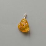 Yellow Opal Free Form Tumble Pendant With Silver 18-25mm A+/AA