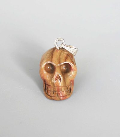 Polychrome Jasper Skull Pendant With Metal 25mm A