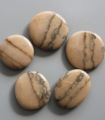 White Tiger Stone Jasper China Smooth Stone 1.6 inch (0.8-1 x 3.5-4.5cm) A/B