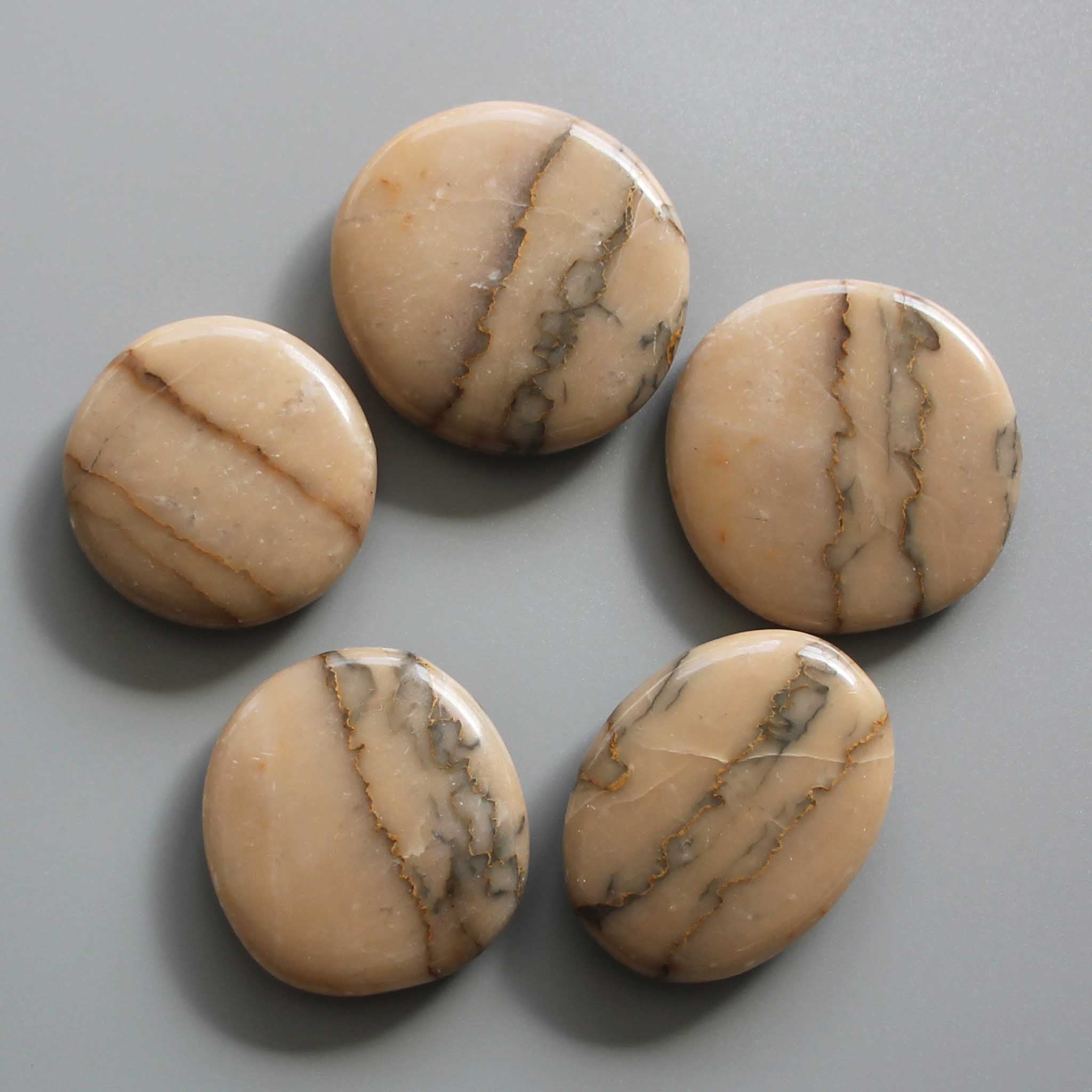 f678536e1b54049d10922ea398e1bc11 White Tiger Stone Jasper China Smooth Stone 1.6 inch (0.8-1 x 3.5-4.5cm) A/B