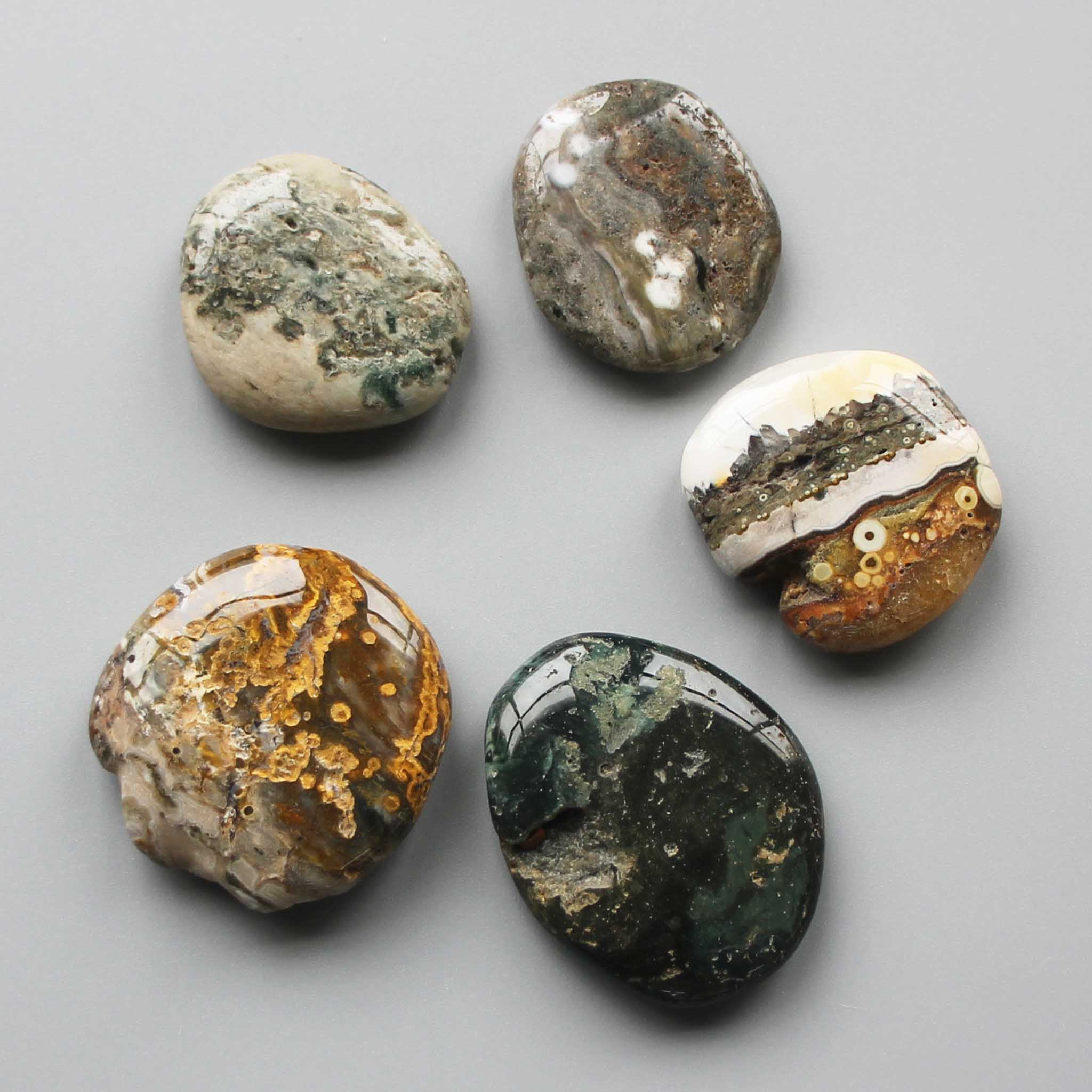 f6a59e45561a5318fd6f9610f0e37928 Ocean Jasper Smooth Stone 1.6 inch (0.8-1 x 3.5-4.5cm) A/B