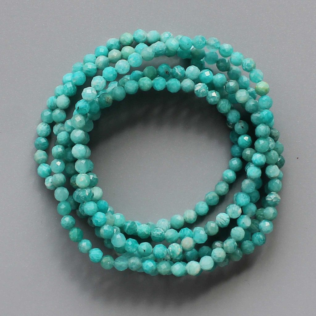 Green Amazonite Faceted Round Bracelet 4mm A+/AA
