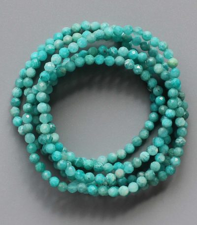 Green Amazonite Faceted Round Bracelet 4mm A+/AA