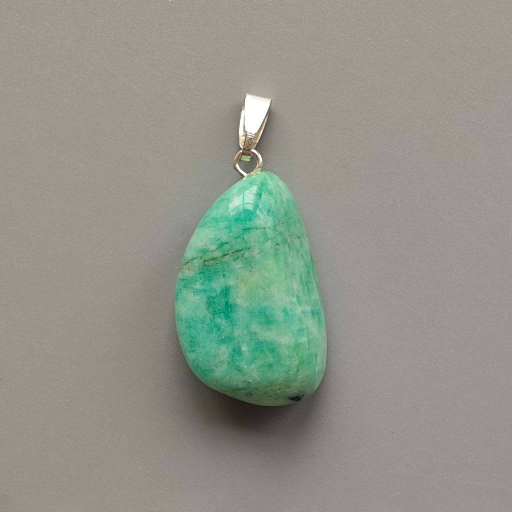 Amazonite Brasil Free Form Tumble Pendant With Metal M004 18-25mm A