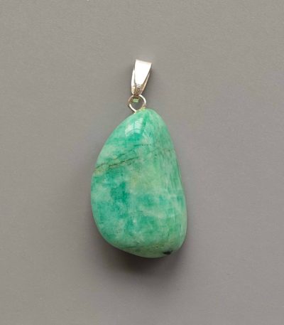 Amazonite Brasil Free Form Tumble Pendant With Metal M004 18-25mm A