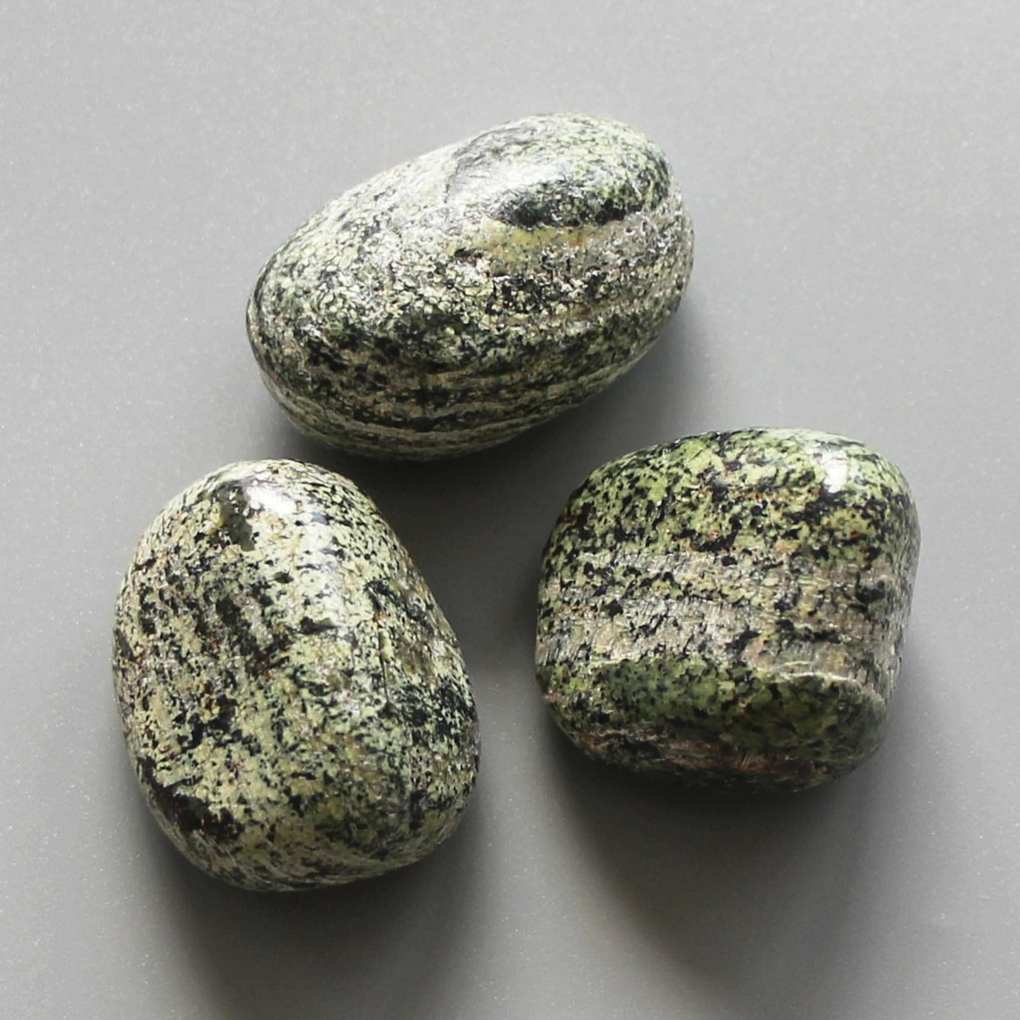 fd1db8aef635cd1fced34b6ad9af6d85 Zebra Green Jasper Tumble Stone 1 inch (2-3cm) B