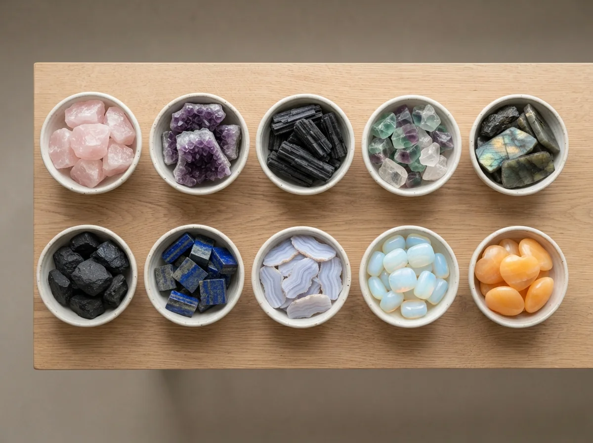 best selling crystals for retail shops - ten wholesale varieties in bowls